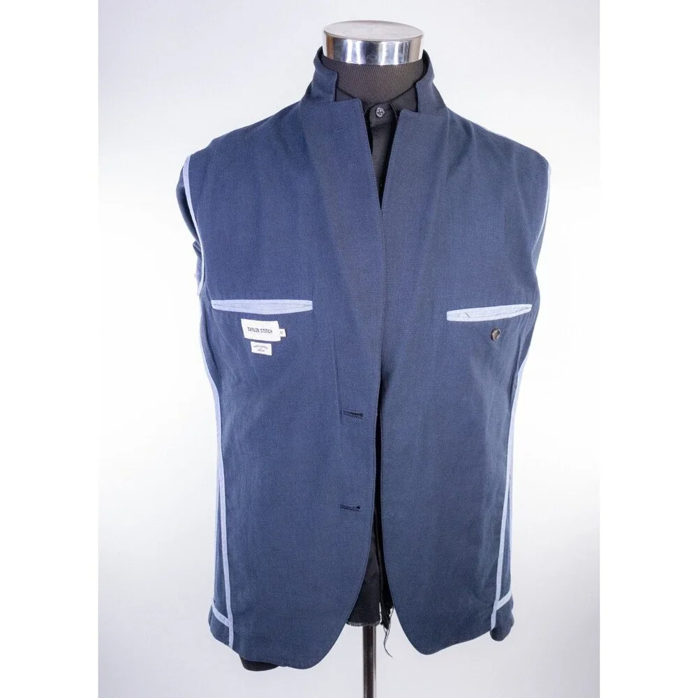 Taylor Stitch 2-Pcs Blue Two Button Cotton Suit Jacket Blazer Sz 40R Pants 36X32
